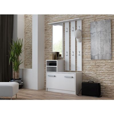 4. WARDROBE - CABINET, MIRROR, HANGER / WHITE GB1