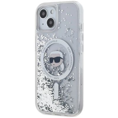 2. Karl Lagerfeld Liquid Glitter Karl Head MagSafe case for iPhone 15 / 14 / 13 - transparent