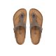 10. Birkenstock Gizeh Birko-Flor Nubuck Stone Regular Women's Flip-Flops Gray-Beige Wide (43391)