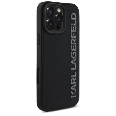 4. Karl Lagerfeld HC 3D Rubber Elongated Glitter iPhone 16 Pro Case - Black