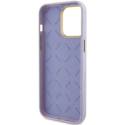 7. Guess Glitter Glossy Script case for iPhone 15 Pro - lilac