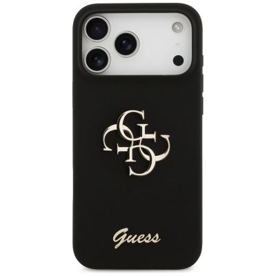 3. Guess Silicone Big 4G Script Case for iPhone 17 Pro Max - Black