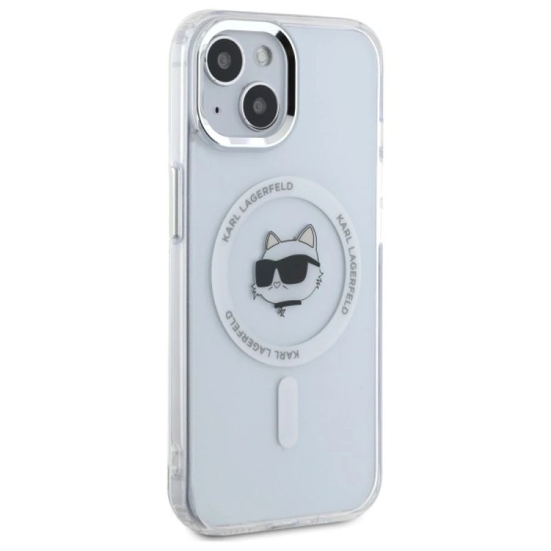 4. Karl Lagerfeld IML Metal Choupette Head MagSafe iPhone 15 Plus Case - White