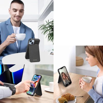 8. 3in1 Wallet Case with Stand for iPhone 15 Plus MagSafe RFID Blocker Dux Ducis Rafi Mag - Black