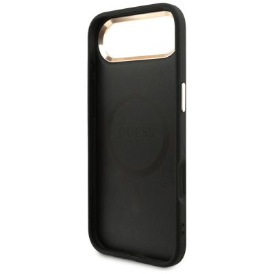 7. Guess 4G Triangle Logo MagSafe case for iPhone Air - black and gold