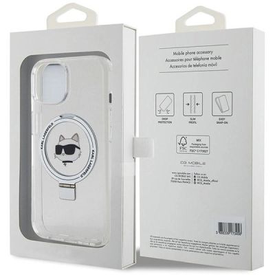 8. Karl Lagerfeld KLHMP15MHMRSCHH iPhone 15 Plus 6.7" white/white hardcase Ring Stand Choupette Head MagSafe