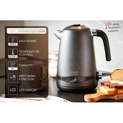 9. ADLER AD 1295g electric kettle, gray