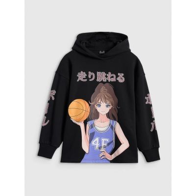 7. Girls' sweatshirt with hood, open, 4F 4FJRAW25TSWSF2293-20S