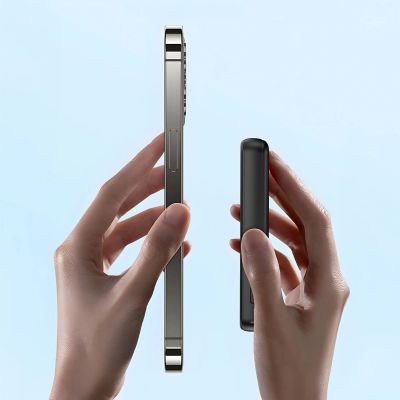 4. Dudao K14S+ 10000mAh 22.5W Magnetic Power Bank USB-A + USB-C Compatible with MagSafe with Stand - Black
