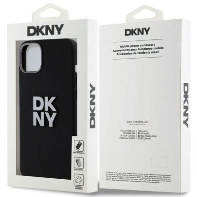 8. DKNY Liquid Silicone Metal Logo iPhone 15/14/13 Case - Black