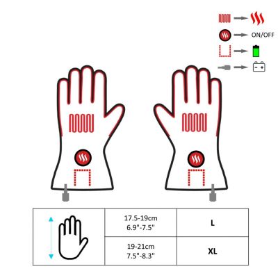 32. GLOVII HEATED MOTORCYCLE GLOVES, BATTERY- OR RECHARGEABLE-BATTERY POWERED, XL, BATTERIES, CHARGER AND CABLES INCLUDED, GDBXL
