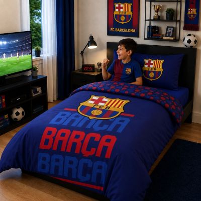 3. FC Barcelona cotton bedding set 140x200 + 70x90 cm FCB-4515BL