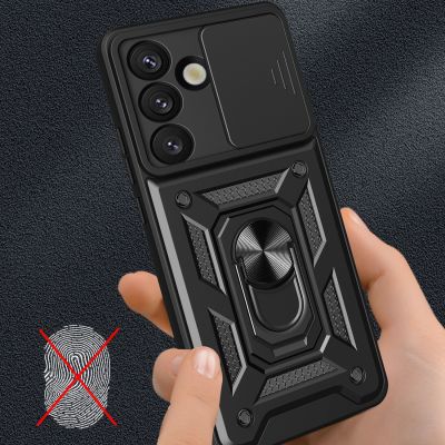 5. Hybrid Armor Camshield with Stand and Camera Cover for Samsung Galaxy S25 Edge - Black