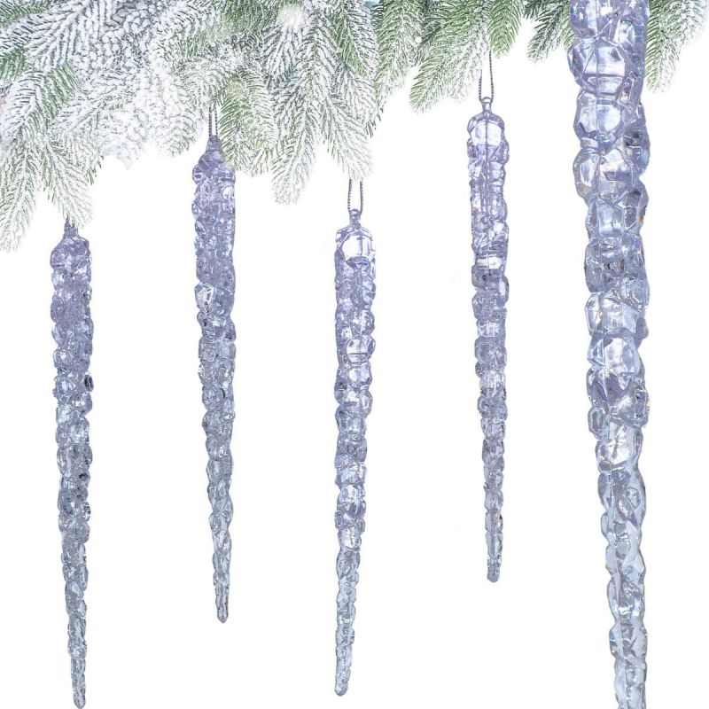 CRYSTAL ICICLES HANGING DECORATION 22CM 4PCS