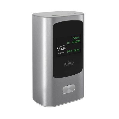2. Puro 45W 10000mAh USB-A USB-C Power Bank with Display - Gray