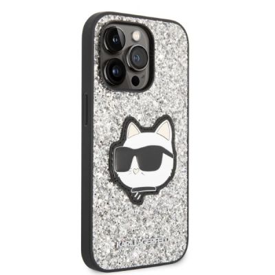 4. Karl Lagerfeld KLHCP14XG2CPS iPhone 14 Pro Max 6.7" silver/silver hardcase Glitter Choupette Patch