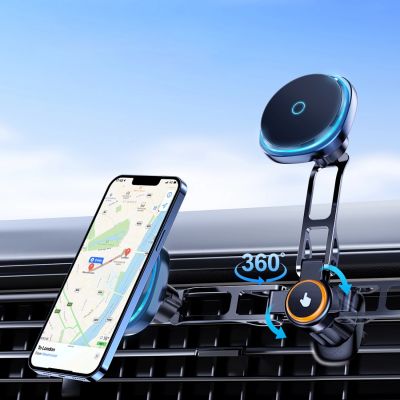 5. Wozinsky WCT5-6S2Y Car Holder with Qi/MagSafe 15W Wireless Charger and Air Vent Fan - Black