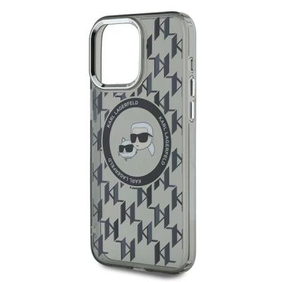6. Karl Lagerfeld IML Monogram Karl & Choupette Head MagSafe iPhone 15 Pro Case - Black