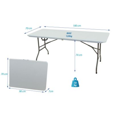 3. CATERING TABLE FOLDABLE INTO A SUITCASE 180x70CM MAX.100KG WHITE