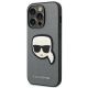 2. Karl Lagerfeld Saffiano Karl's Head Patch Case for iPhone 14 Pro - Silver