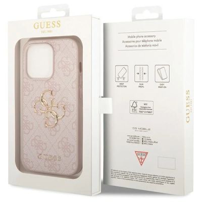 8. Guess 4G Big Metal Logo case for iPhone 15 Pro - pink