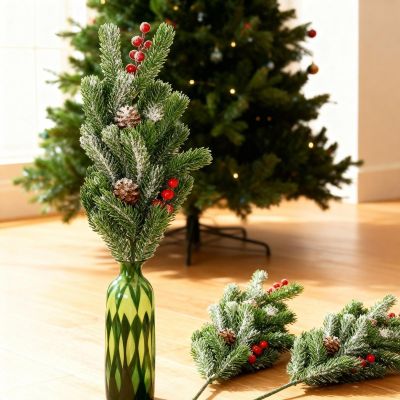 12. DECORATIVE PINE BRANCH WITH ROWNBERRY AND CONES 60CM