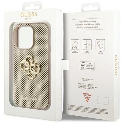 7. Guess Perforated 4G Glitter case for iPhone 15 Pro - gold