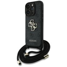 Guess 4G Big Logo Cord Stap Crossbody Case for iPhone 16 Pro Max black