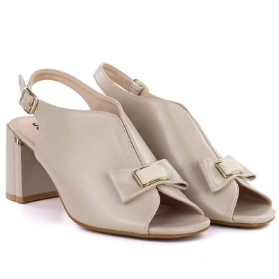 3. Women's beige Jezzi RMR25112-3 block heel sandals with bow