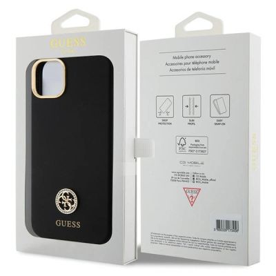 8. Guess Silicone Logo Strass 4G Case for iPhone 15 Plus / 14 Plus 6.7" - Black
