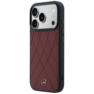 2. Mercedes Leather with Crossed Lines MagSafe case for iPhone 17 Pro Max - red