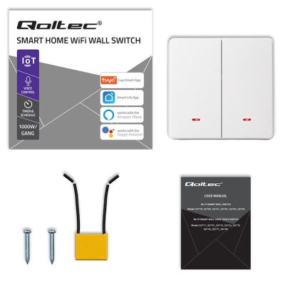 10. QOLTEC LIGHT ON/OFF SWITCH | 2-CHANNEL | WI-FI | TIMER | TUYA | WHITE