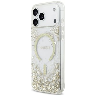 2. Guess Resin Bottom Glitter MagSafe Case for iPhone 18 Pro Max / 17 Pro Max - Gold