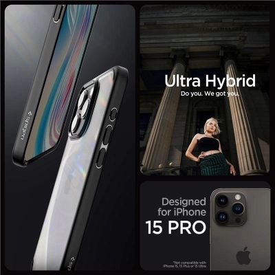 Spigen Crystal Hybrid iPhone 15 Pro Case - Black