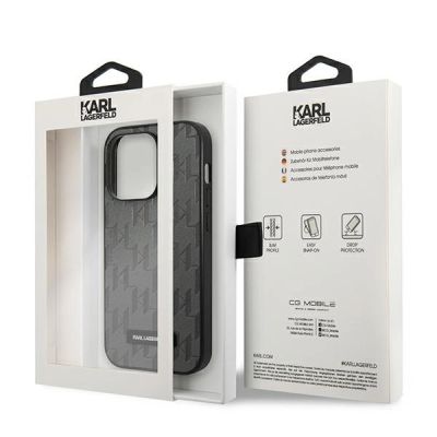 8. Karl Lagerfeld Saffiano Mono Metal Logo iPhone 14 Pro Max 6.7" Case - Gray