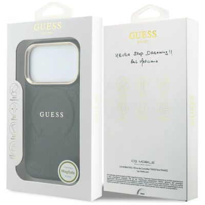 8. Guess Saffiano Peony & Ring MagSafe case for iPhone 17 Pro / 18 Pro - black