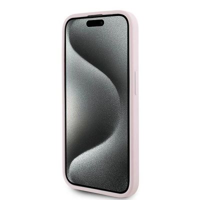 5. Karl Lagerfeld Diagonal Quilted Script case for iPhone 15 Pro - pink