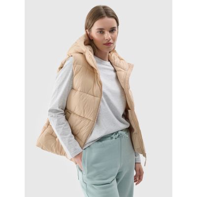 Women's quilted down vest with hood 4F 4FWAW24TVJAF141-83S