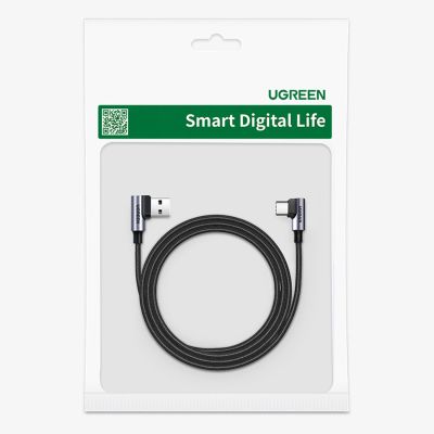 5. Ugreen 90° angled cable USB C - USB 2.0 480Mbps 3A 3m black (US176)