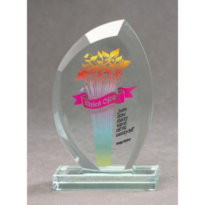 Glass trophy with LuxorJet color print and case