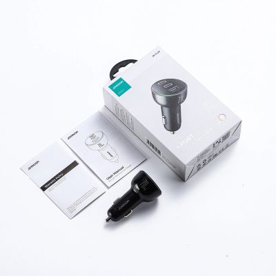 12. Joyroom 70W car charger with 3 ports: USB, 2 x USB C black (JR-CL26)