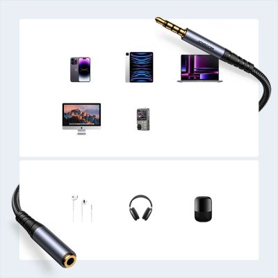 12. Joyroom stereo audio cable AUX 3.5 mm mini jack (male) - mini jack (female) 1.2 m black (SY-A09)