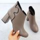 2. Elegant beige leather ankle boots with a block heel Jezzi OLI21-2