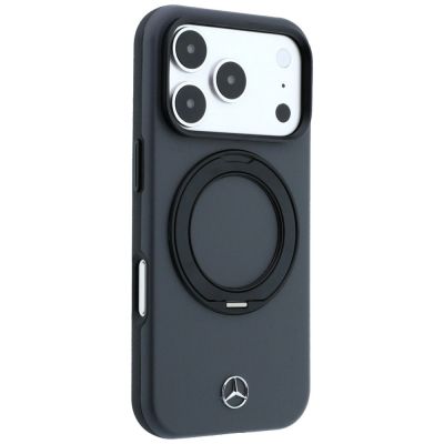 4. Mercedes Leather with Ring Stand MagSafe Case for iPhone 18 Pro Max / 17 Pro Max - Dark Gray