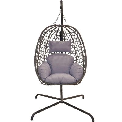 2. COCOON HANGING CHAIR WITH FRAME 195CM DARK GRAY 120KG