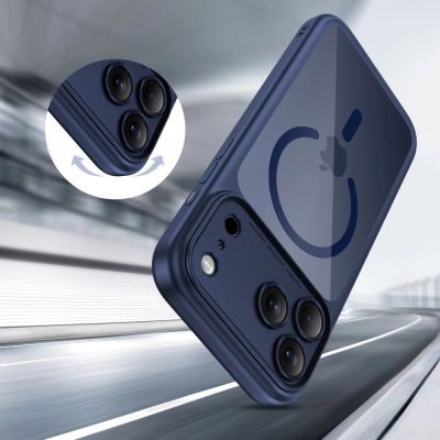 6. Tech-Protect Magpeak Magsafe CC Case for iPhone 17 Pro - Clear Navy Blue