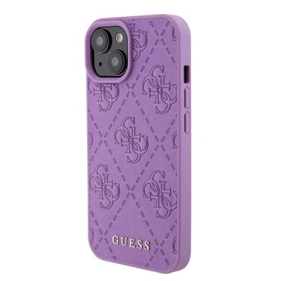 2. Guess GUHCP15SP4EPMU iPhone 15 6.1" purple/light purple hardcase Leather 4G Stamped