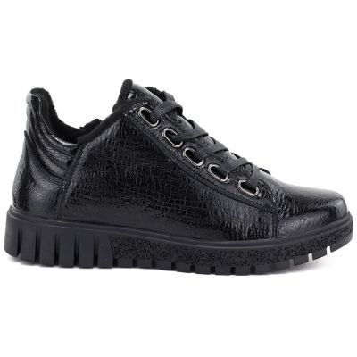 2. Women's patent leather ankle boots, black, Vinceza 133122
