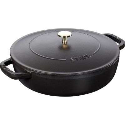 13. STAUB 40511-472-0 Deep Frying Pan with Lid - Black 28 cm