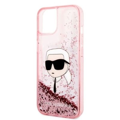 6. Karl Lagerfeld Glitter Karl's Head case for iPhone 14 Plus - pink